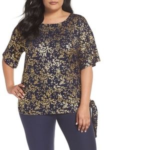 Foil Blossom Tie Top